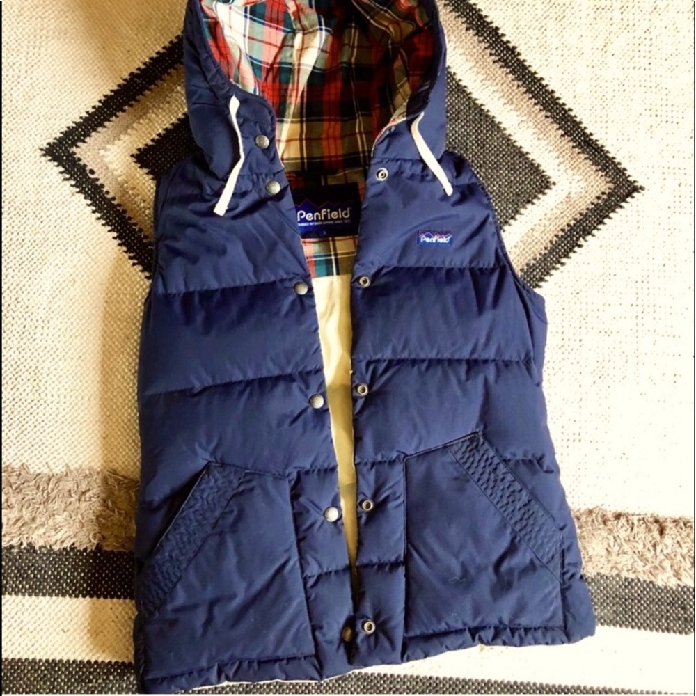 PERFECT COND Penfield Navy + Plaid Puffer Vest XS
